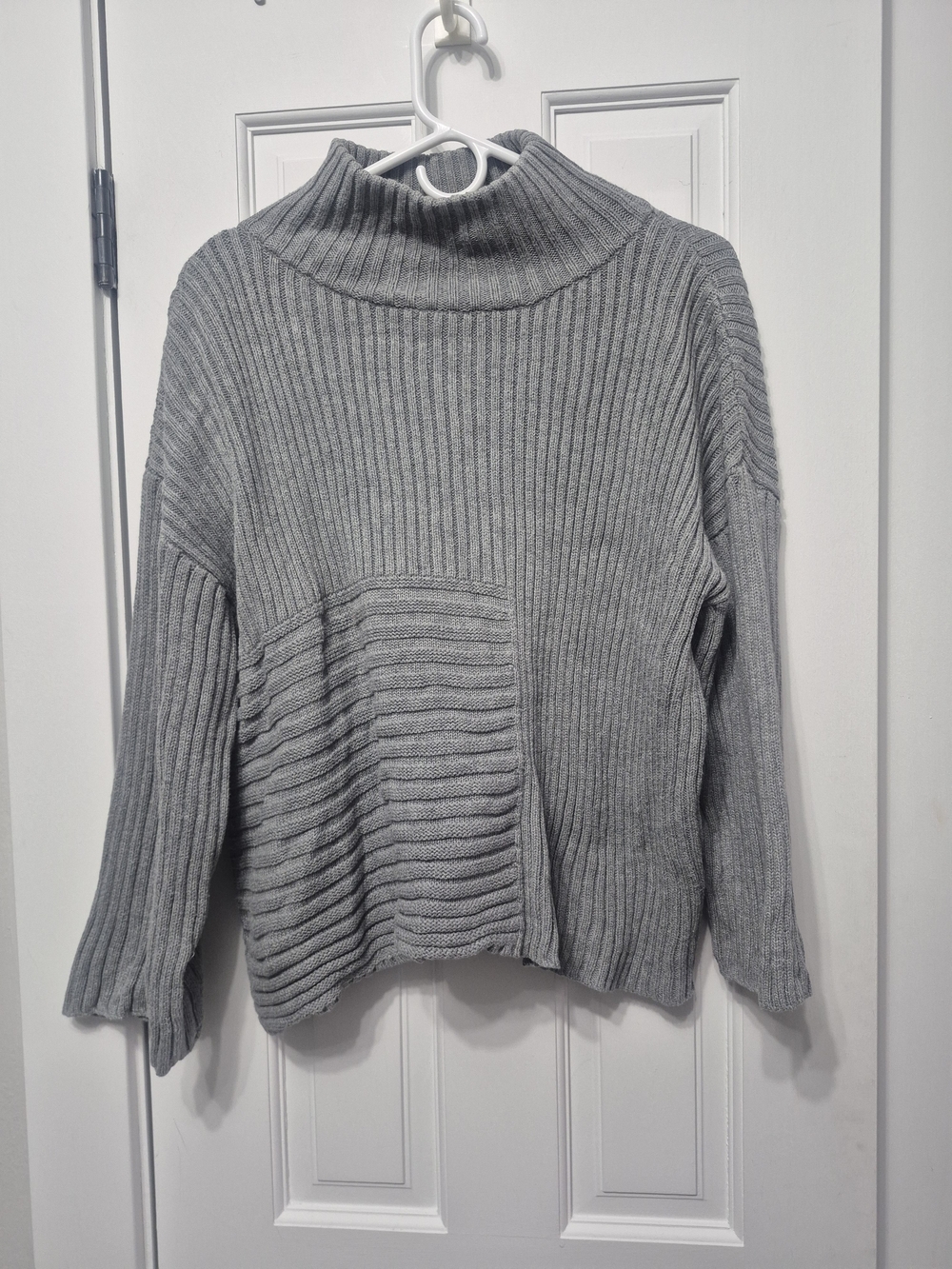 Vince Camuto Gray Ribbed Mock Neck Sweater